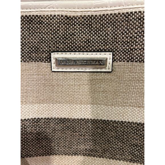 NWOT Dana Buchman Striped Faux Crocodile Trim Handbag Immaculate Great Gift - Picture 2 of 8